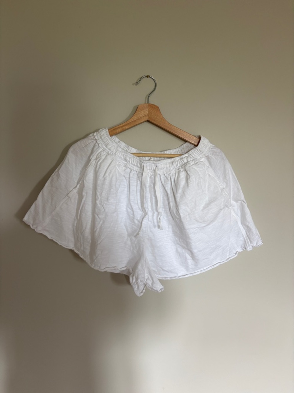 aerie White Cotton Drawstring Shorts